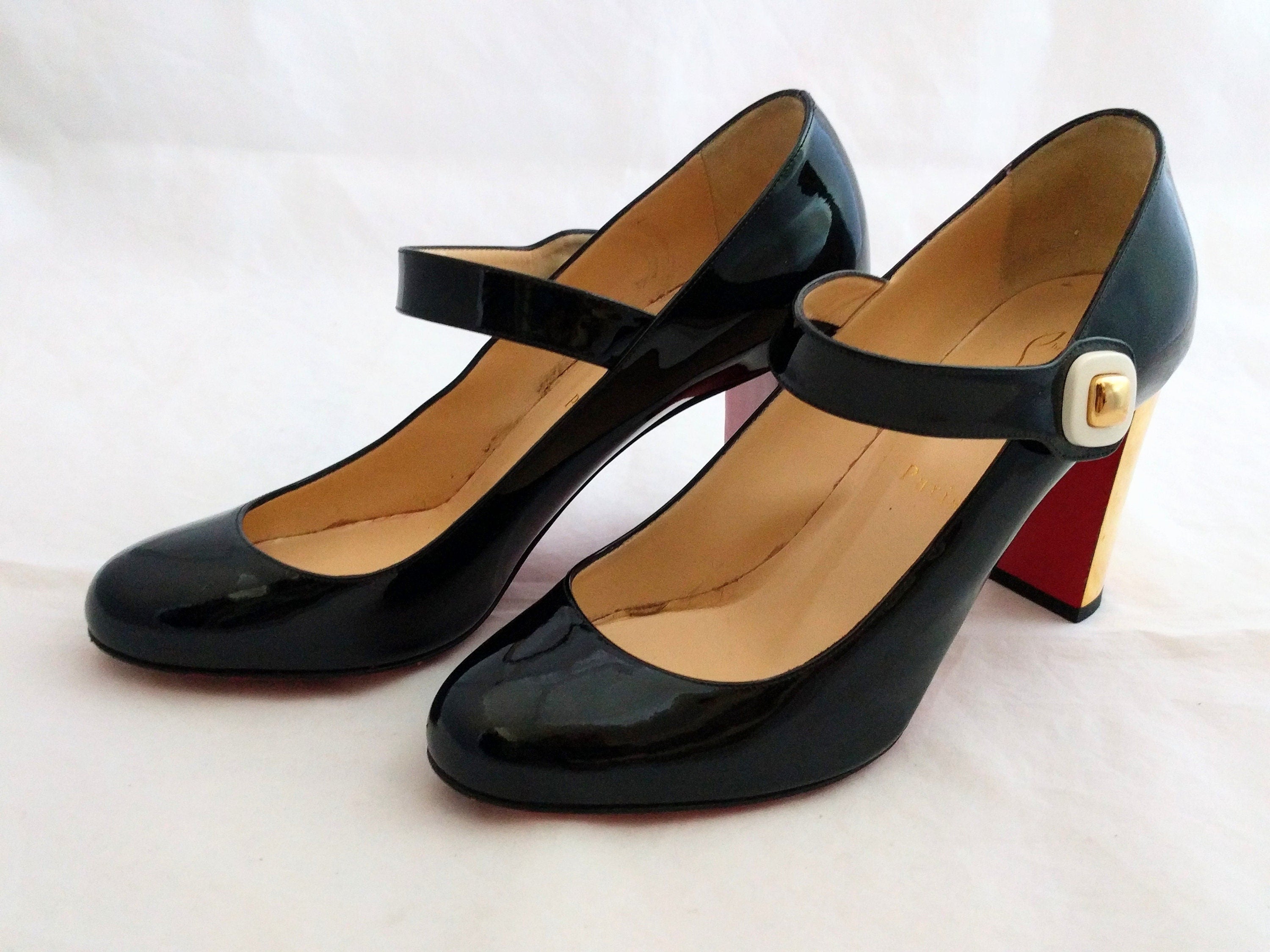 Christian Louboutin BIBABA Mary Jane Pumps – Vintage-Style Leather Heels, Iconic Red Soles, Timeless Elegance