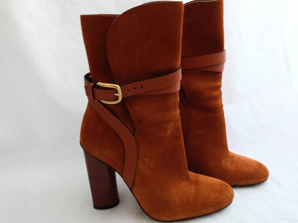 Gucci Suede Ankle Boots – Abigail Rust/Orange Booties, 4.5" Heel, Made in Italy, Excellent Condition, Size 6
