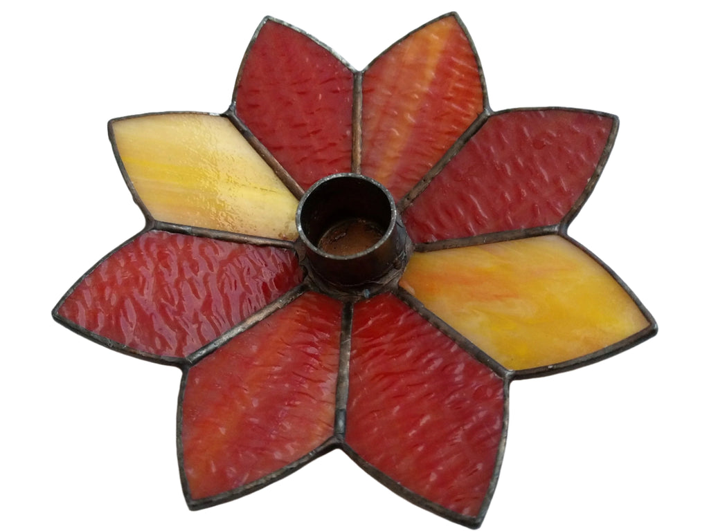 Candle Holders colored glass stained glass style candle holders Rare candle holder Vintage Mid-Century Flower Design candleholder