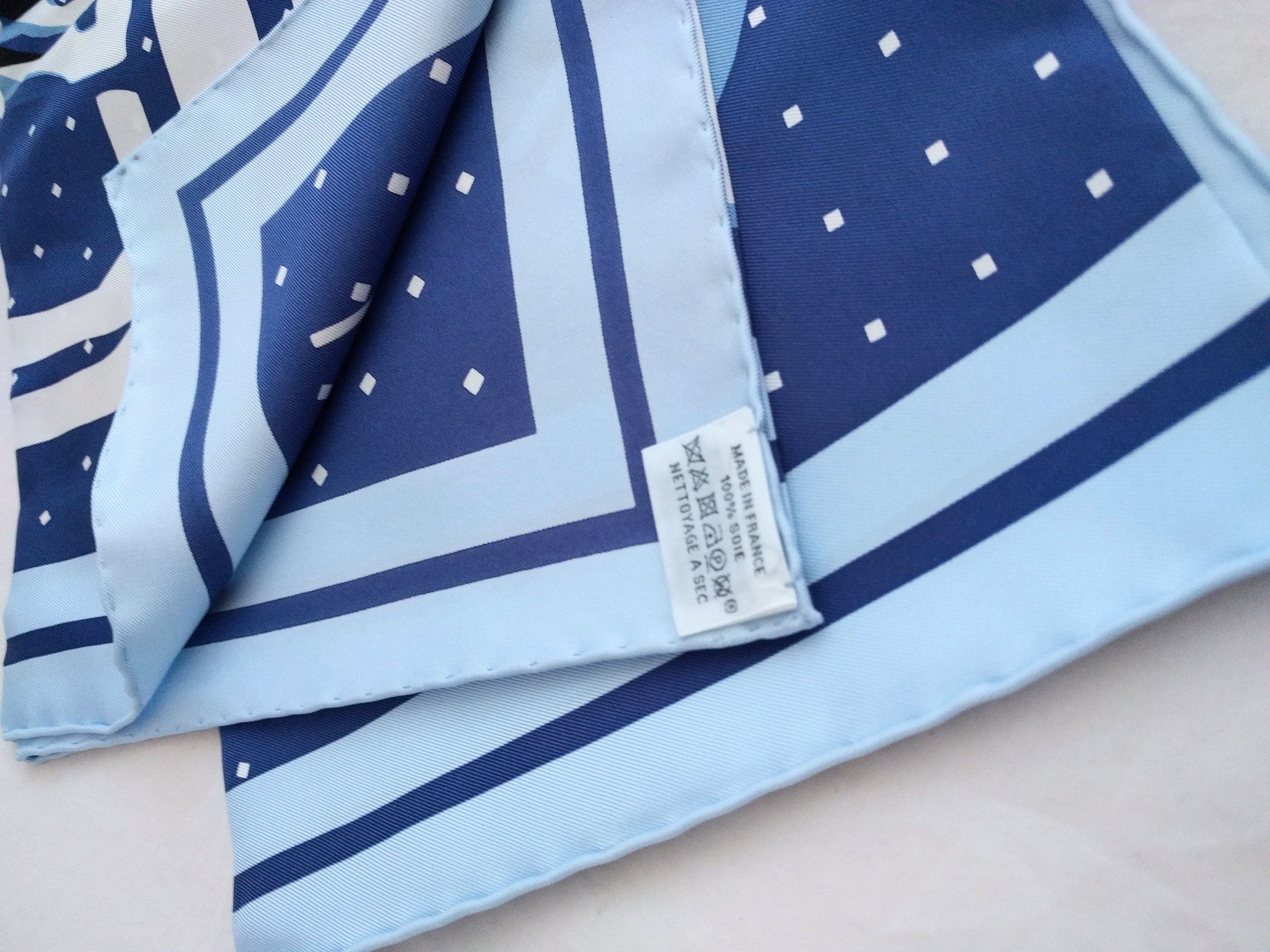 Caleche Elastique scarf by Hermes, original box, never worn, 34.5-inch square - Hand-rolled silk twill scarf