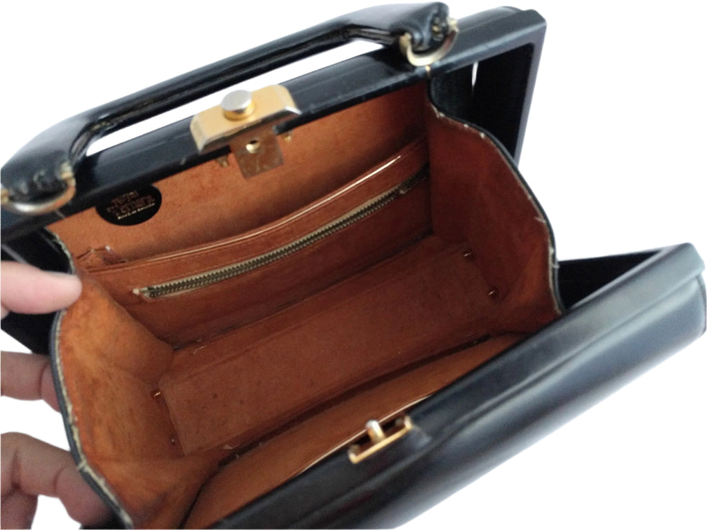 Vintage leather handbag by Royal Ternera, 9x7 inch small purse with gold hardware