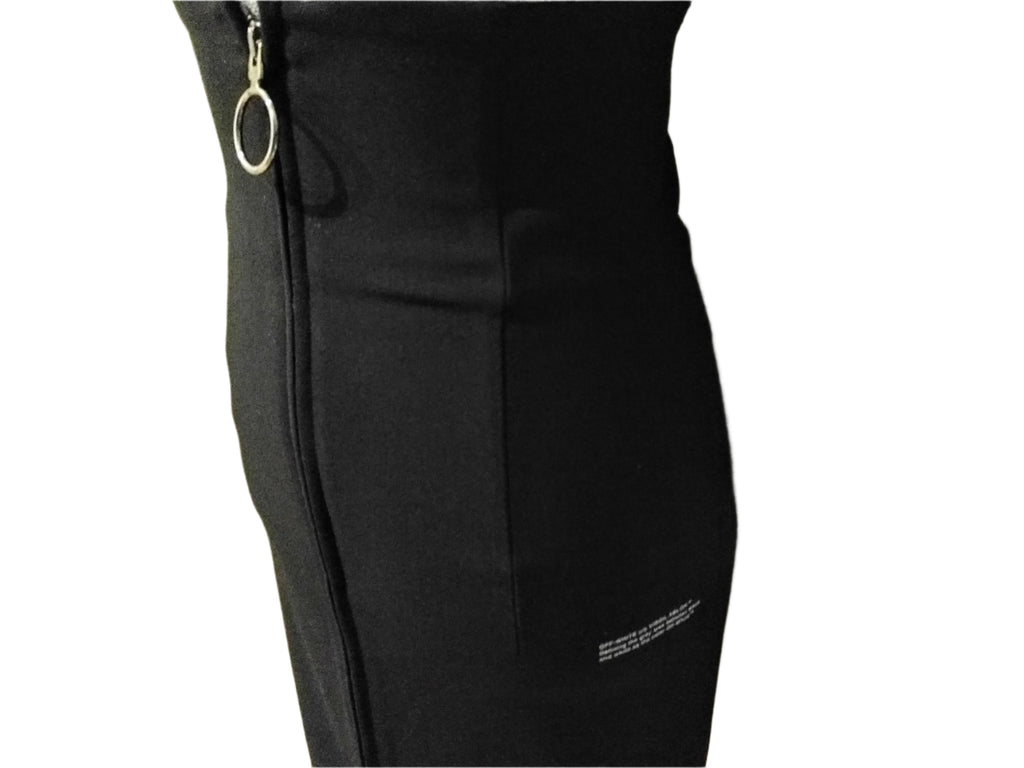 Designer OFF-WHITE black pencil skirt by Virgil Abloh, wool, high-waisted with back slit