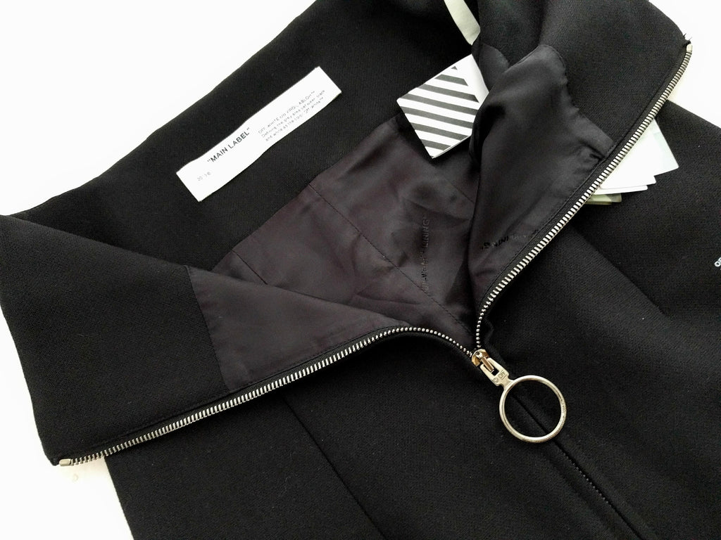 OFF-WHITE c/o Virgil Abloh high waist wool skirt, formal pencil skirt with zipper, size XS