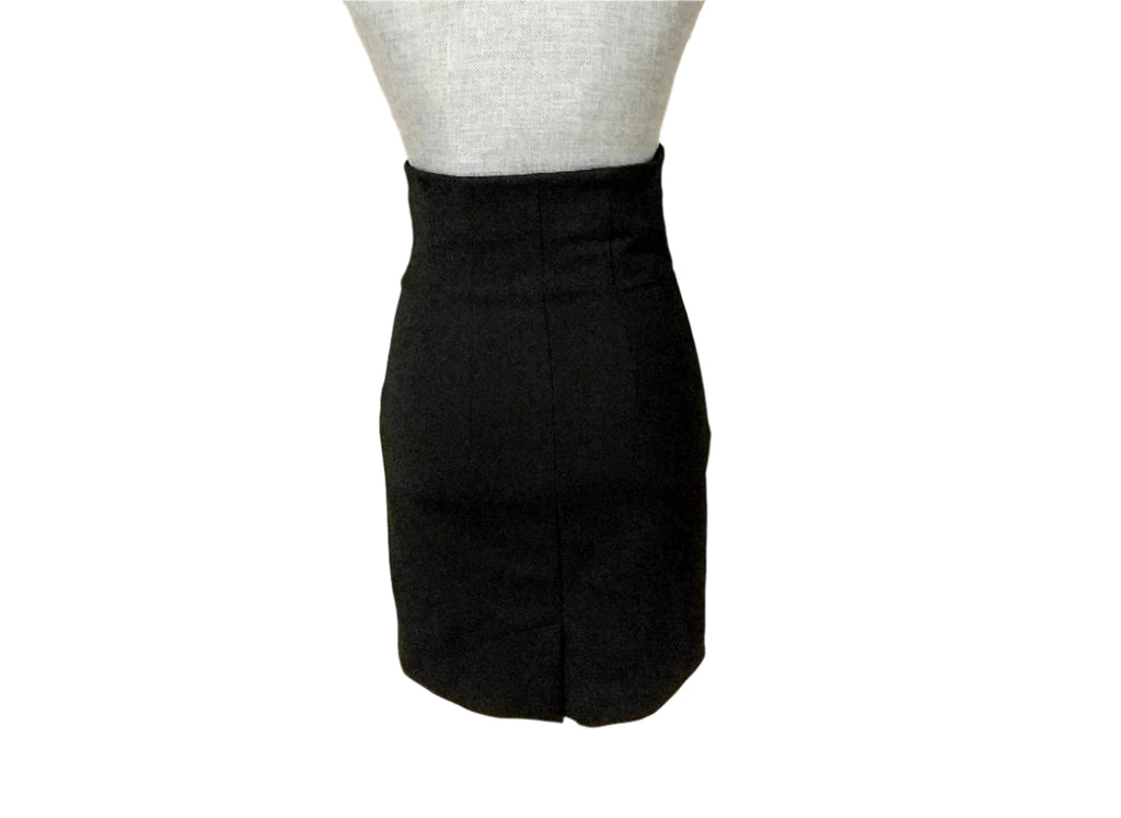 OFF-WHITE c/o Virgil Abloh high waist black pencil skirt, 100% wool, full-length zipper, size 38 (XS)