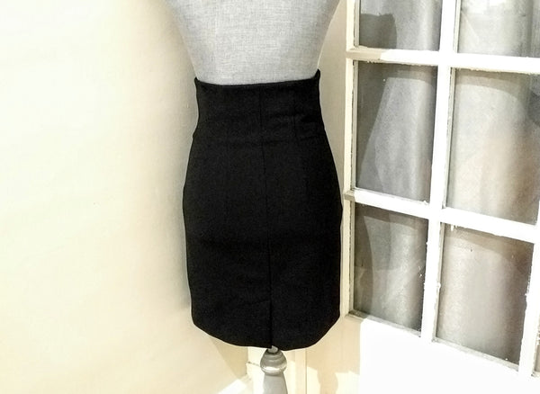 OFF-WHITE c/o Virgil Abloh high waist black pencil skirt, 100% wool, full-length zipper, size 38 (XS)