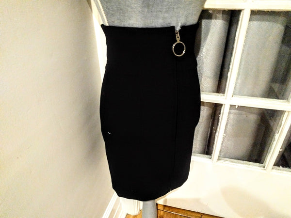 OFF-WHITE c/o Virgil Abloh high waist black pencil skirt, 100% wool, full-length zipper, size 38 (XS)