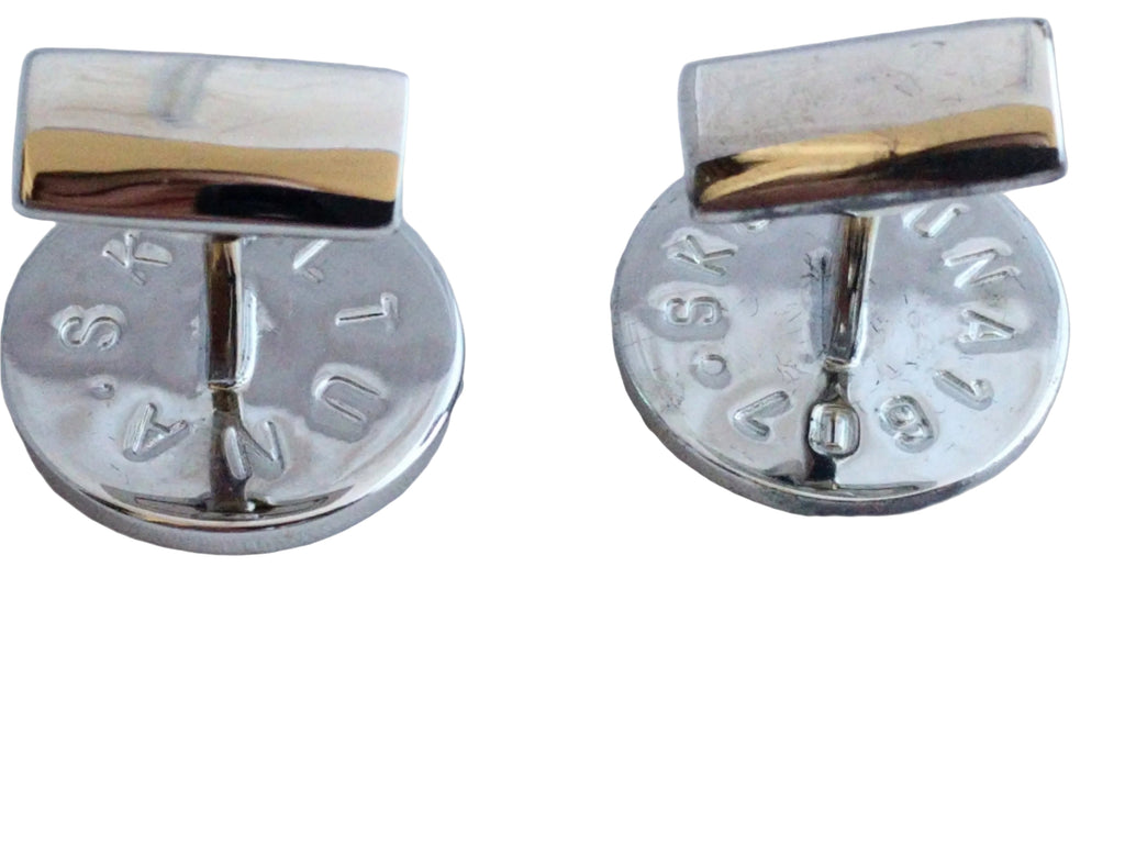Classic green enamel Skultuna cufflinks, aviation-inspired design