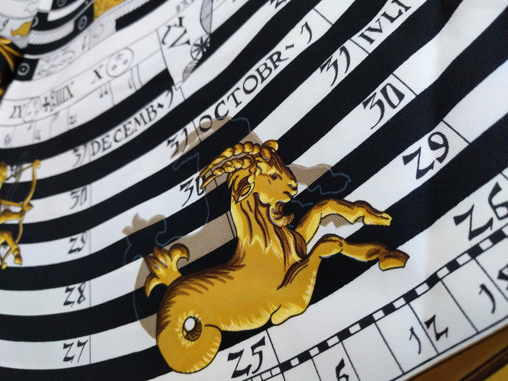 Hermes scarf DIES ET HORE Françoise Façonnet hermes scarf silk square scarf collectible Hermes Astrology scarf Rare Made in France vintage