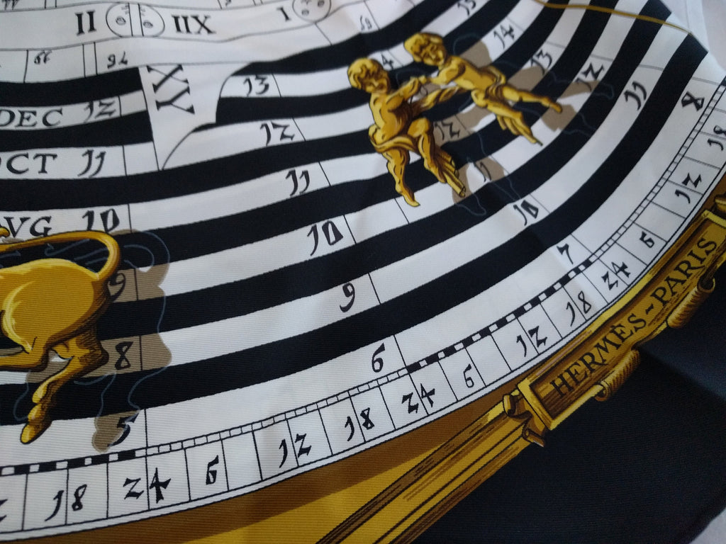 Hermes scarf DIES ET HORE Françoise Façonnet hermes scarf silk square scarf collectible Hermes Astrology scarf Rare Made in France vintage