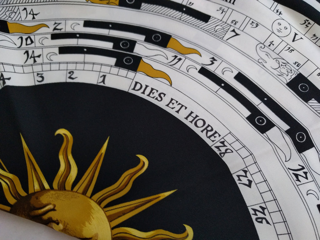 Hermes scarf DIES ET HORE Françoise Façonnet hermes scarf silk square scarf collectible Hermes Astrology scarf Rare Made in France vintage