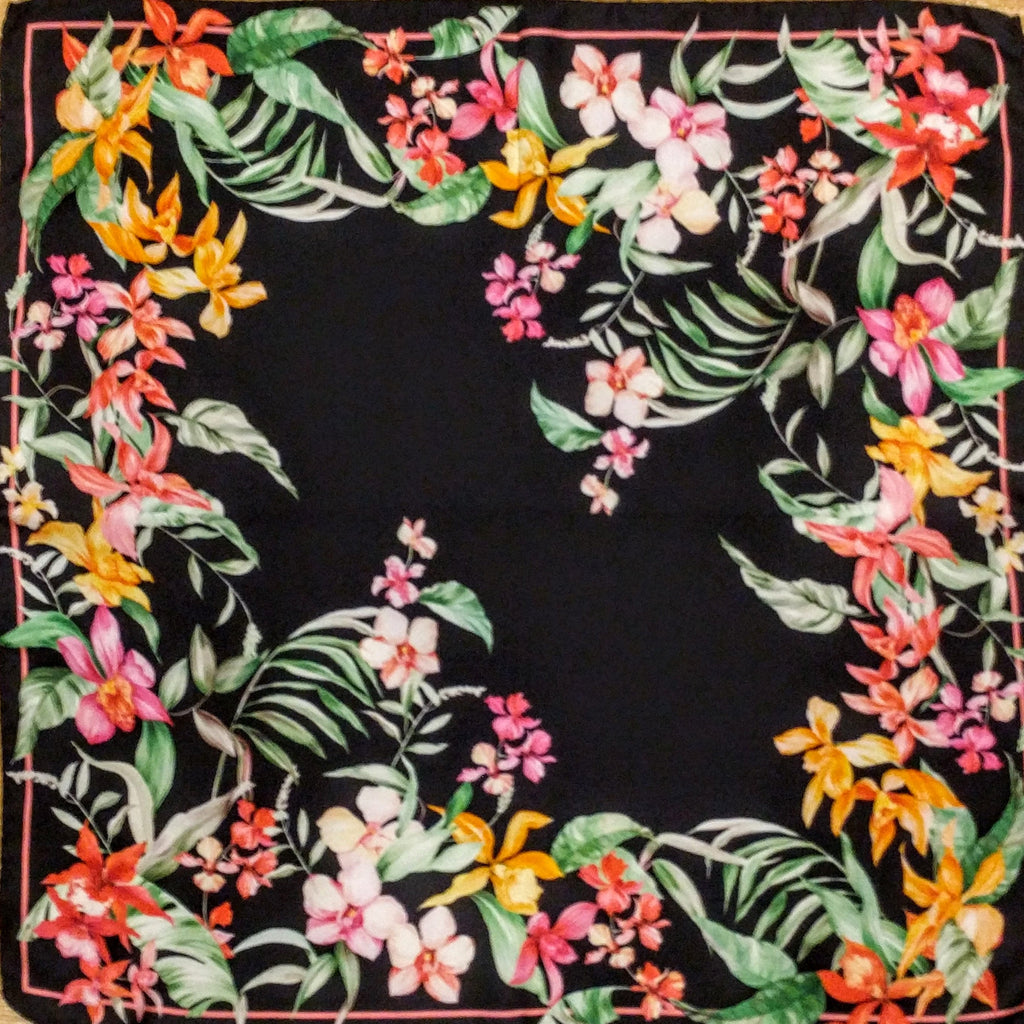 Italian silk scarf - small size Como silk scarf - Made in Italy - Black silk scarf