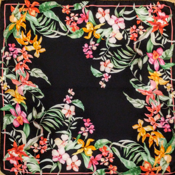 Italian silk scarf - small size Como silk scarf - Made in Italy - Black silk scarf