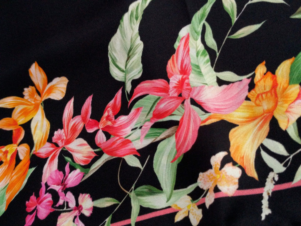Italian silk scarf - small size Como silk scarf - Made in Italy - Black silk scarf