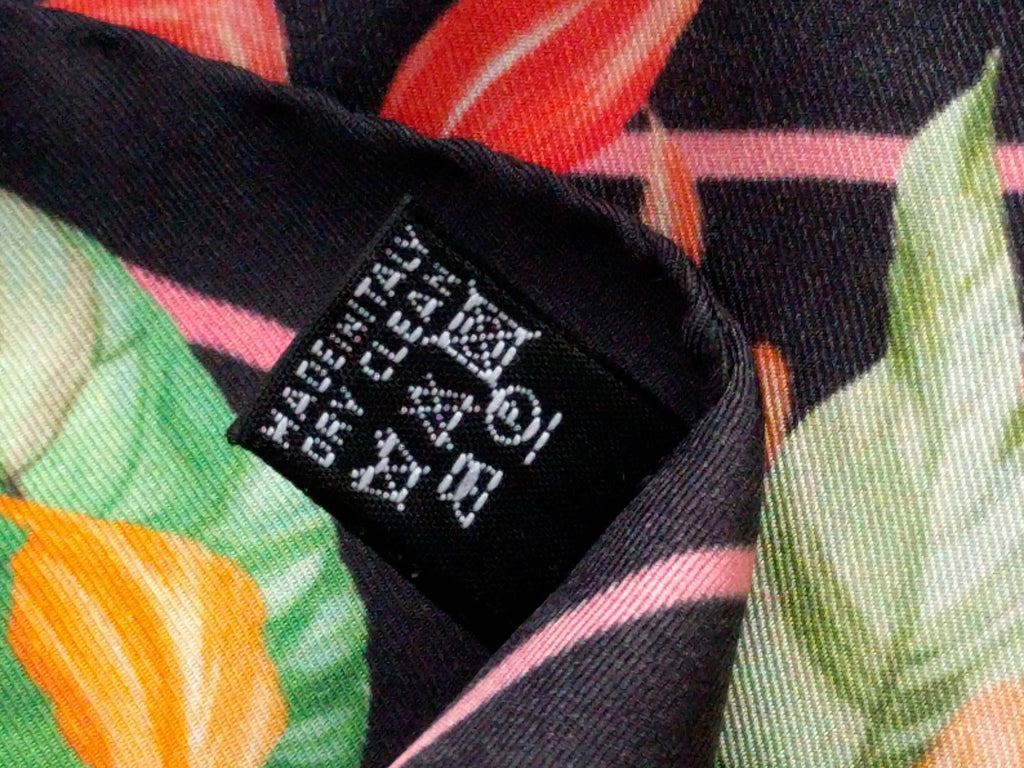 Italian silk scarf - small size Como silk scarf - Made in Italy - Black silk scarf