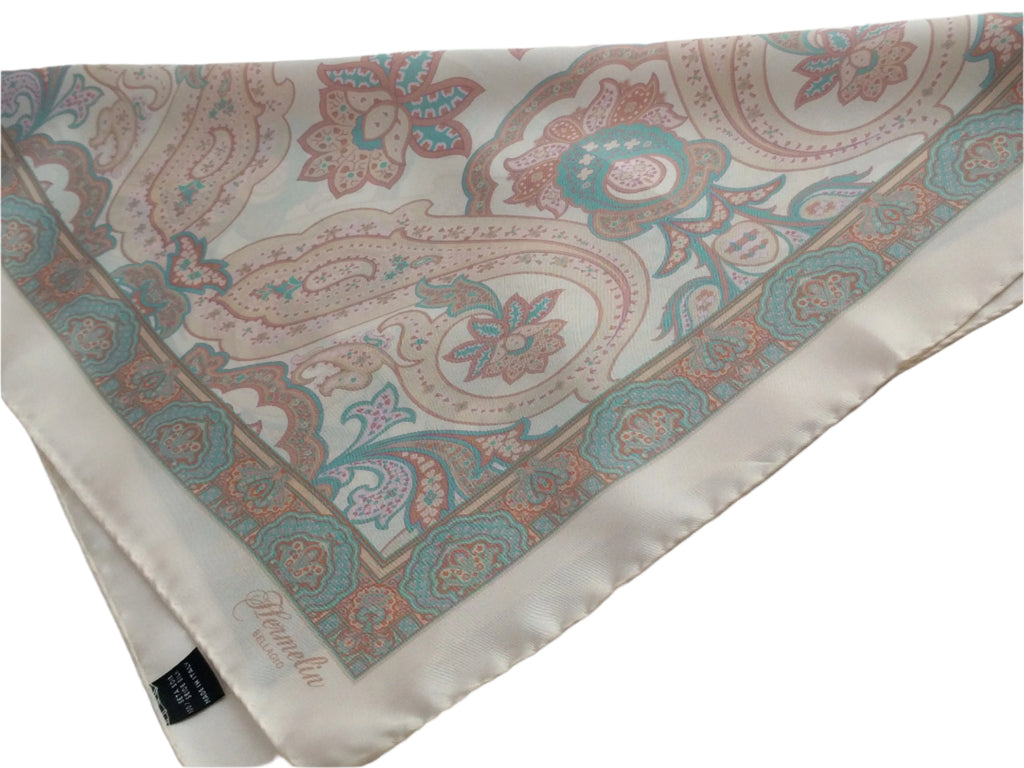 Italian silk scarf - small size Como silk scarf - Made in Italy - Cream silk scarf
