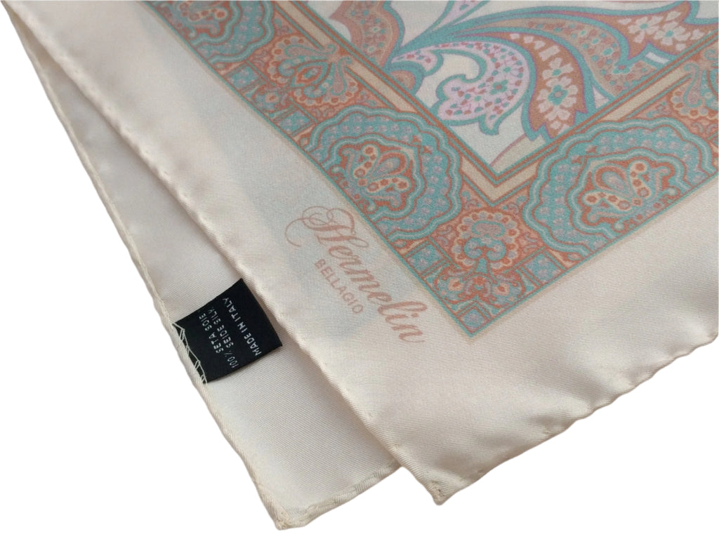 Italian silk scarf - small size Como silk scarf - Made in Italy - Cream silk scarf