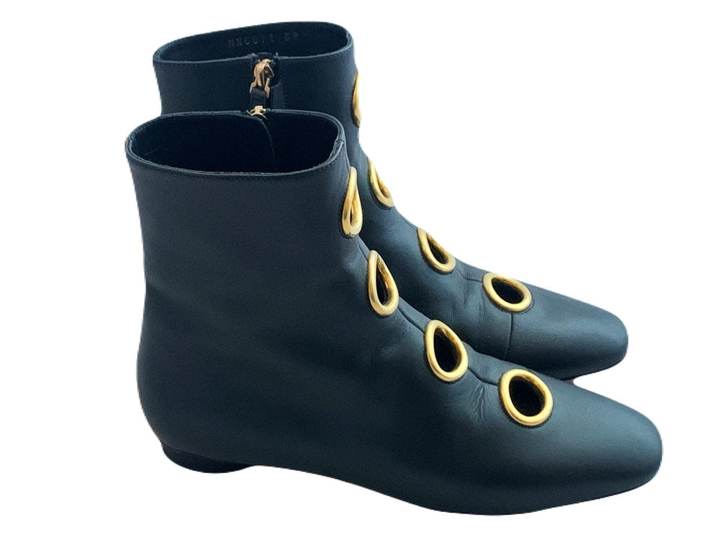 Gold-embellished Valentino ankle boots for women, luxury footwear
