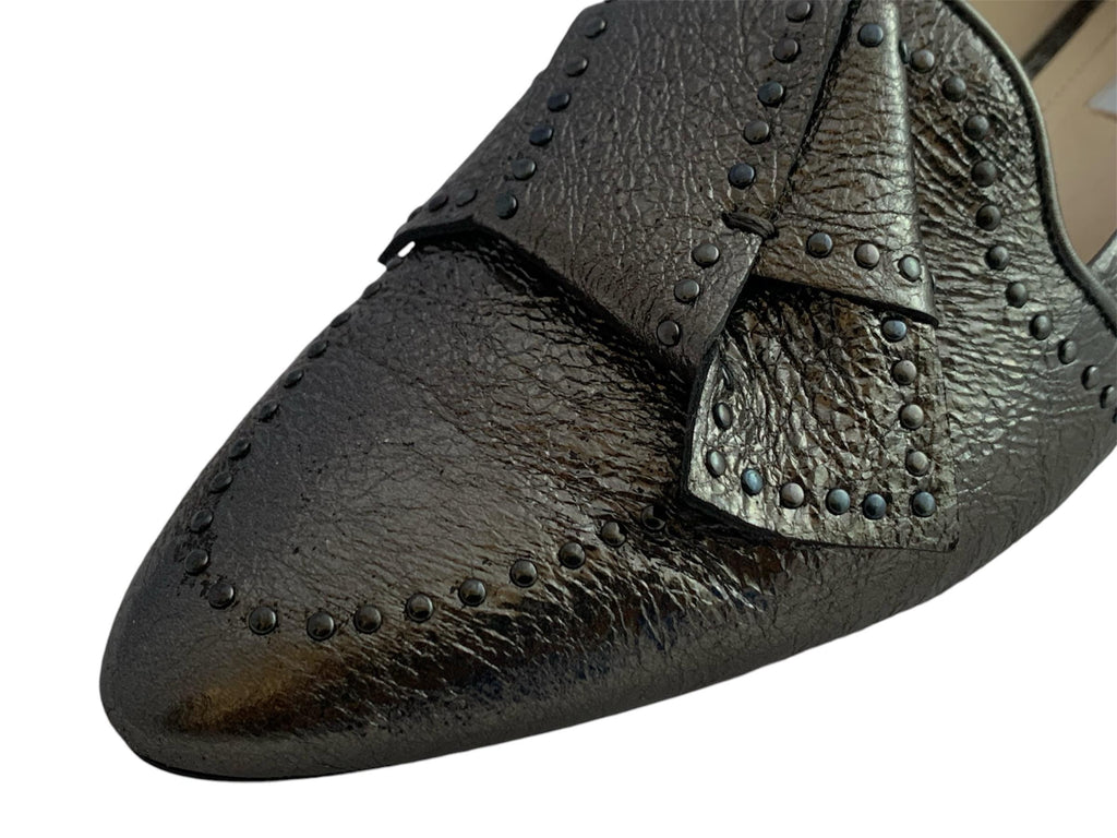 Metallic oyster-colored ballet flats with decorative bow, Tod’s Italy