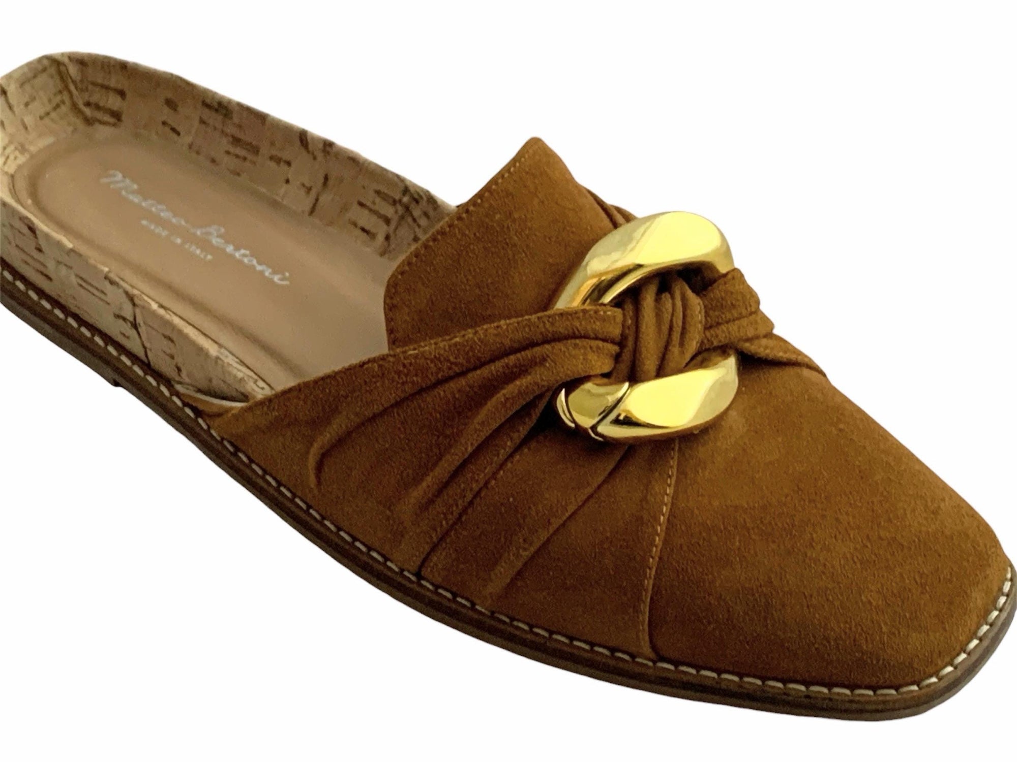 Matteo Bertoni Ima mules brown leather and suede, US size 7.5