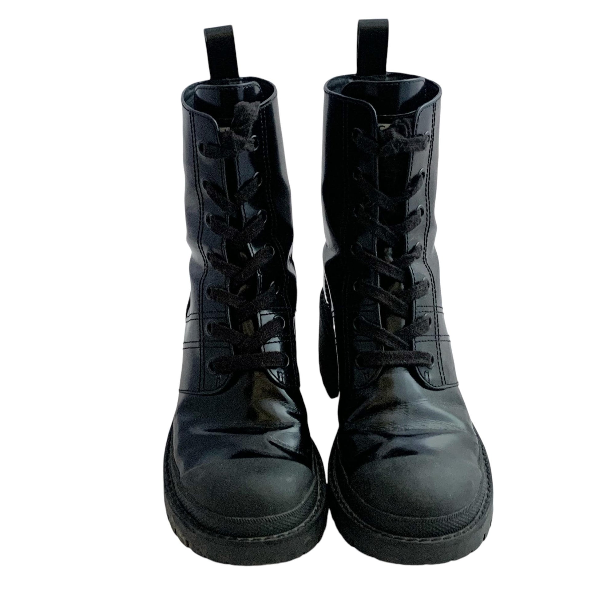 Marc Jacobs Bristol black leather combat boots, lace-up, size 39, chunky heel