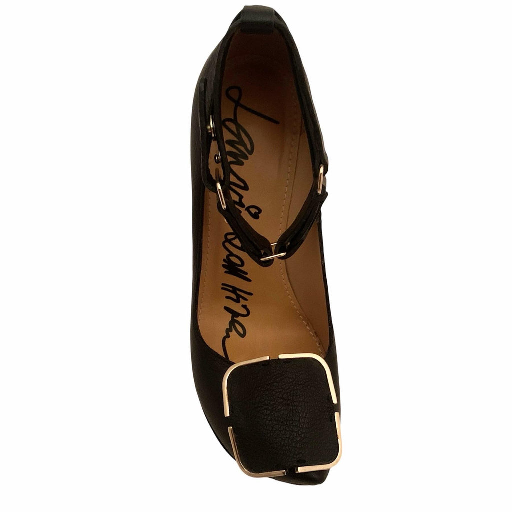 Designer Lanvin high heel shoes, black leather, gently used, luxury footwear