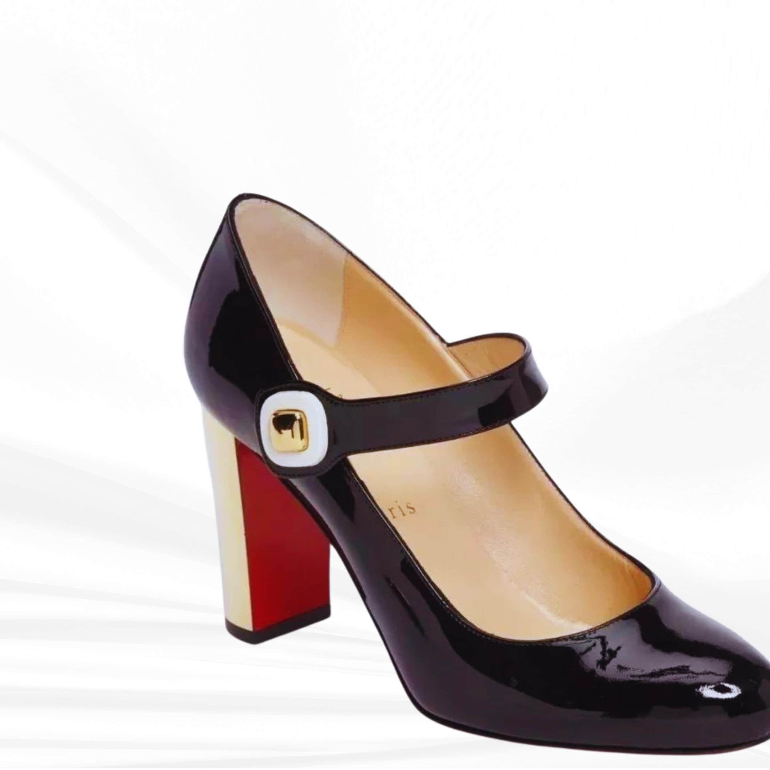 Christian Louboutin BIBABA Mary Jane Pumps – Vintage-Style Leather Heels, Iconic Red Soles, Timeless Elegance