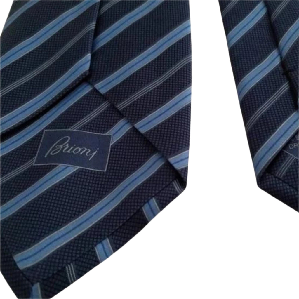Silk Tie - Striped Micro Pattern Brioni Tie | Handmade in Italy, Elegant Gift for Men, Luxury Accessories