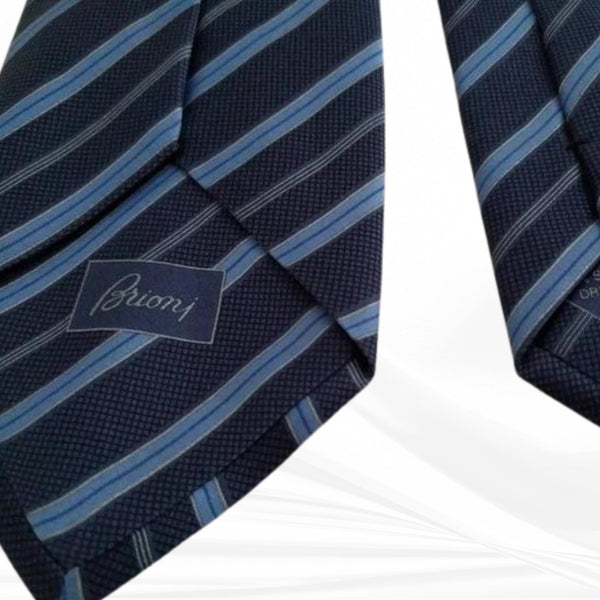 Silk Tie - Striped Micro Pattern Brioni Tie | Handmade in Italy, Elegant Gift for Men, Luxury Accessories