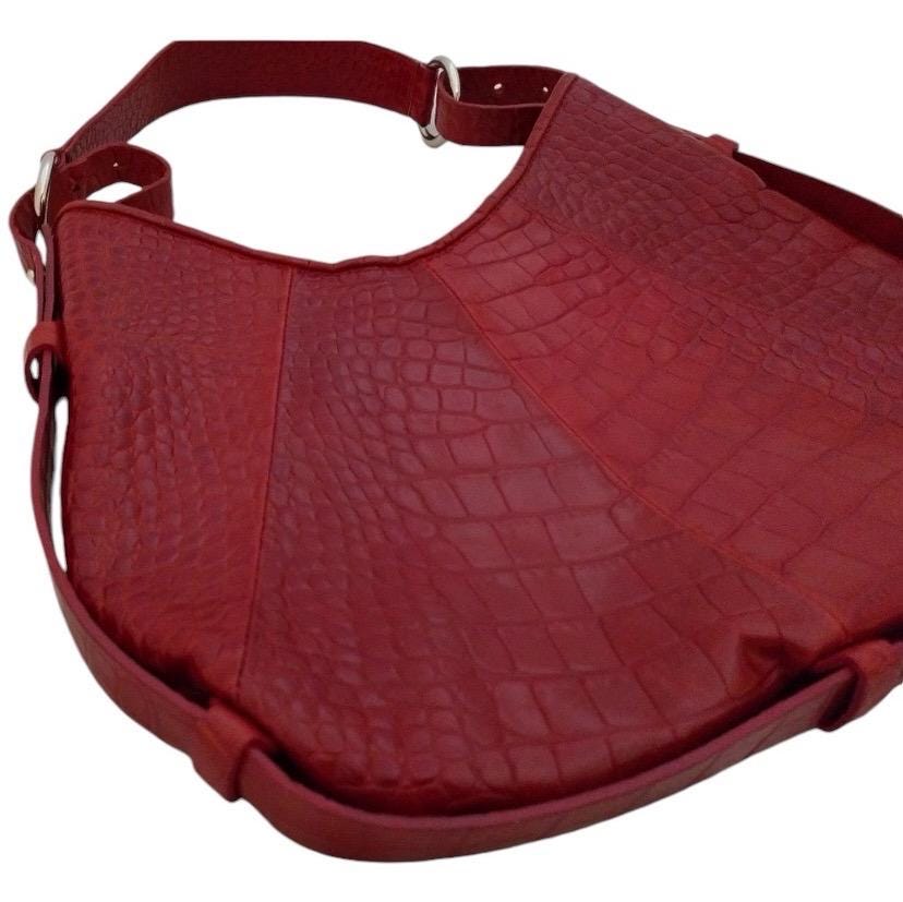Designer Falor shoulder bag, brick red leather, made in Italy, excellent condition - Luxury leather handbag by Falor