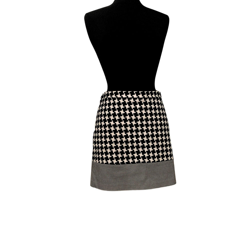 Designer houndstooth miniskirt, black and white pattern, gently used