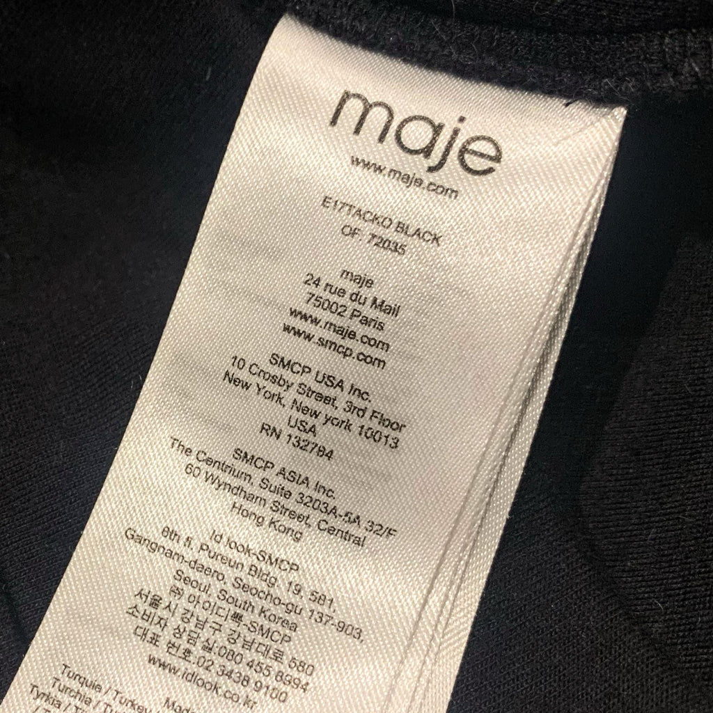 Maje black crew neck top with floral embroidery, casual chic style, size S, pre-loved