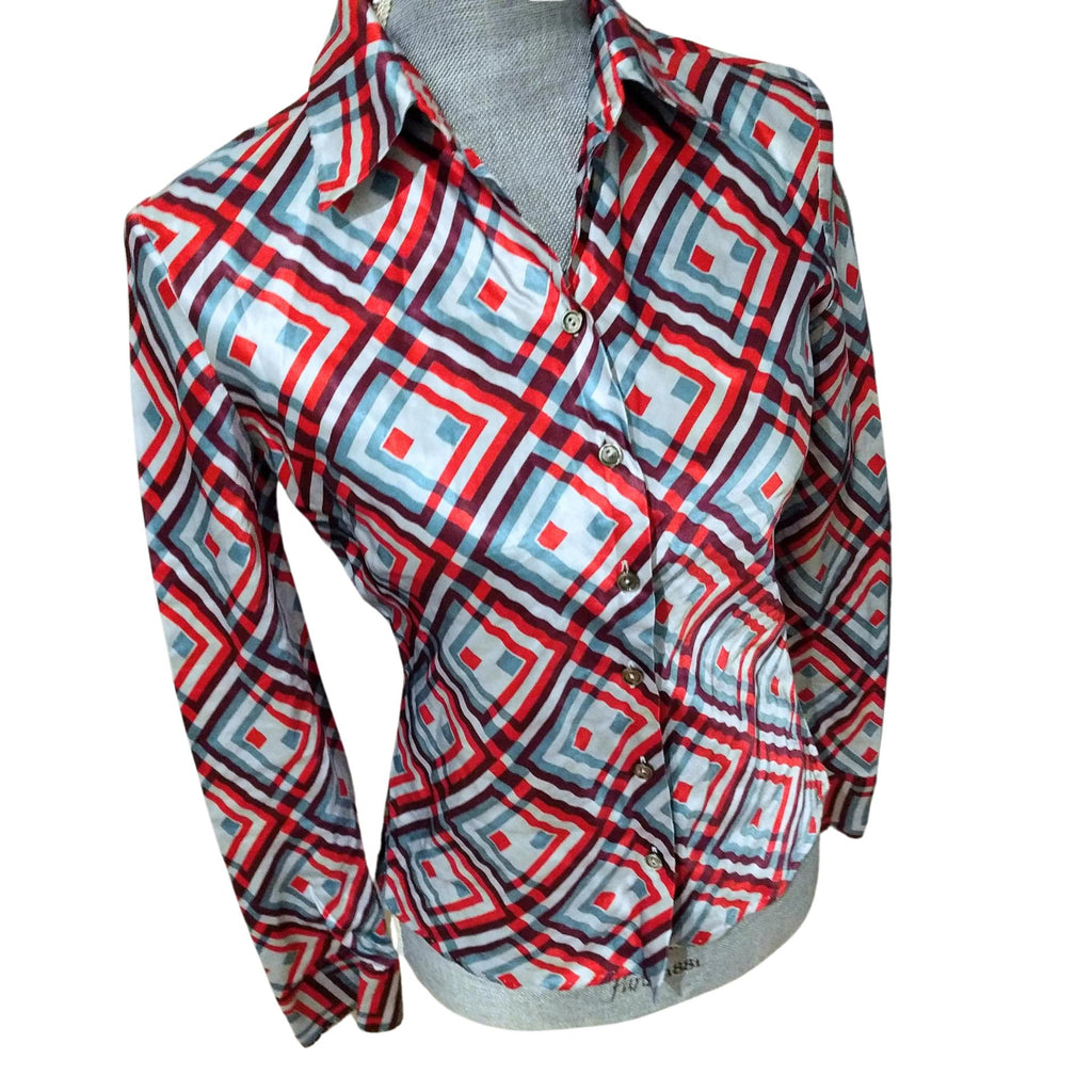 Luxury pre-loved Louis Vuitton blouse, silk metallic finish with wool lining - Luxury French designer top