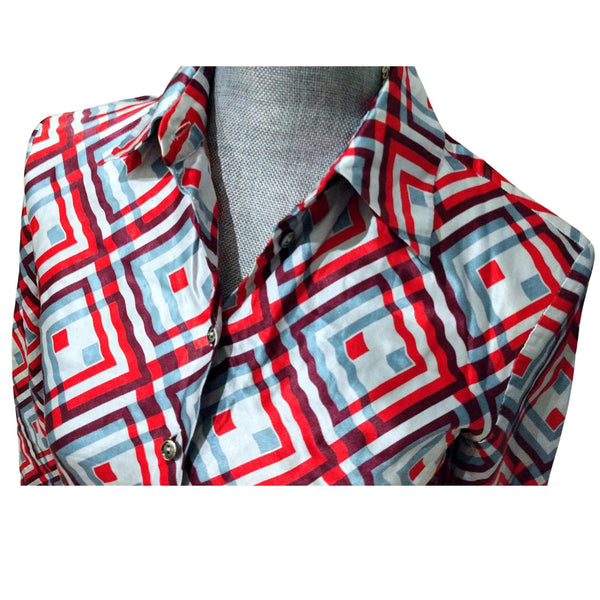 Louis Vuitton silk metallic fitted blouse, wool-coated interior, size 36, made in France - Silk and wool fitted blouse