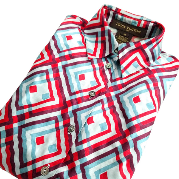 Louis Vuitton silk metallic fitted blouse, wool-coated interior, size 36, made in France - Silk and wool fitted blouse
