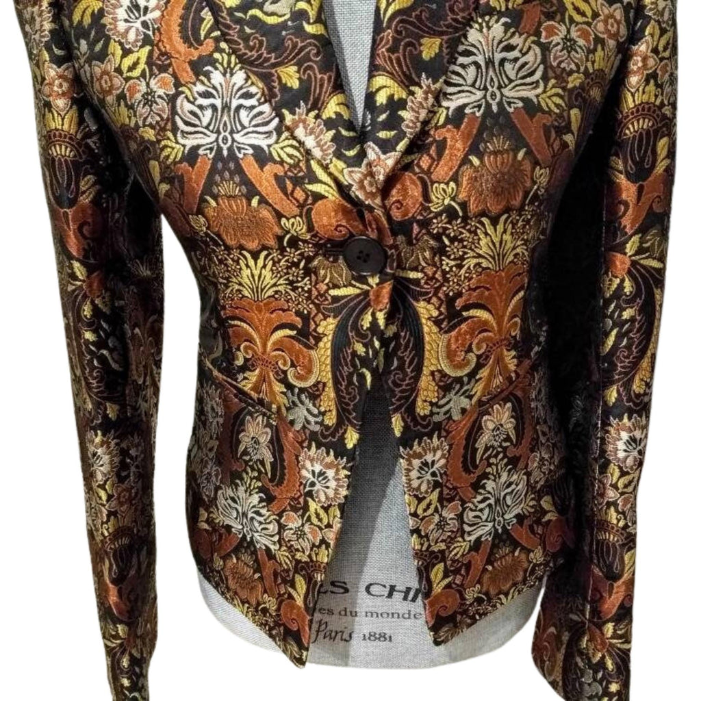 Richard Tyler Brocade Blazer – Rare Silk Gold Jacquard Blazer, Luxury Designer Blazer, Vintage Statement Piece