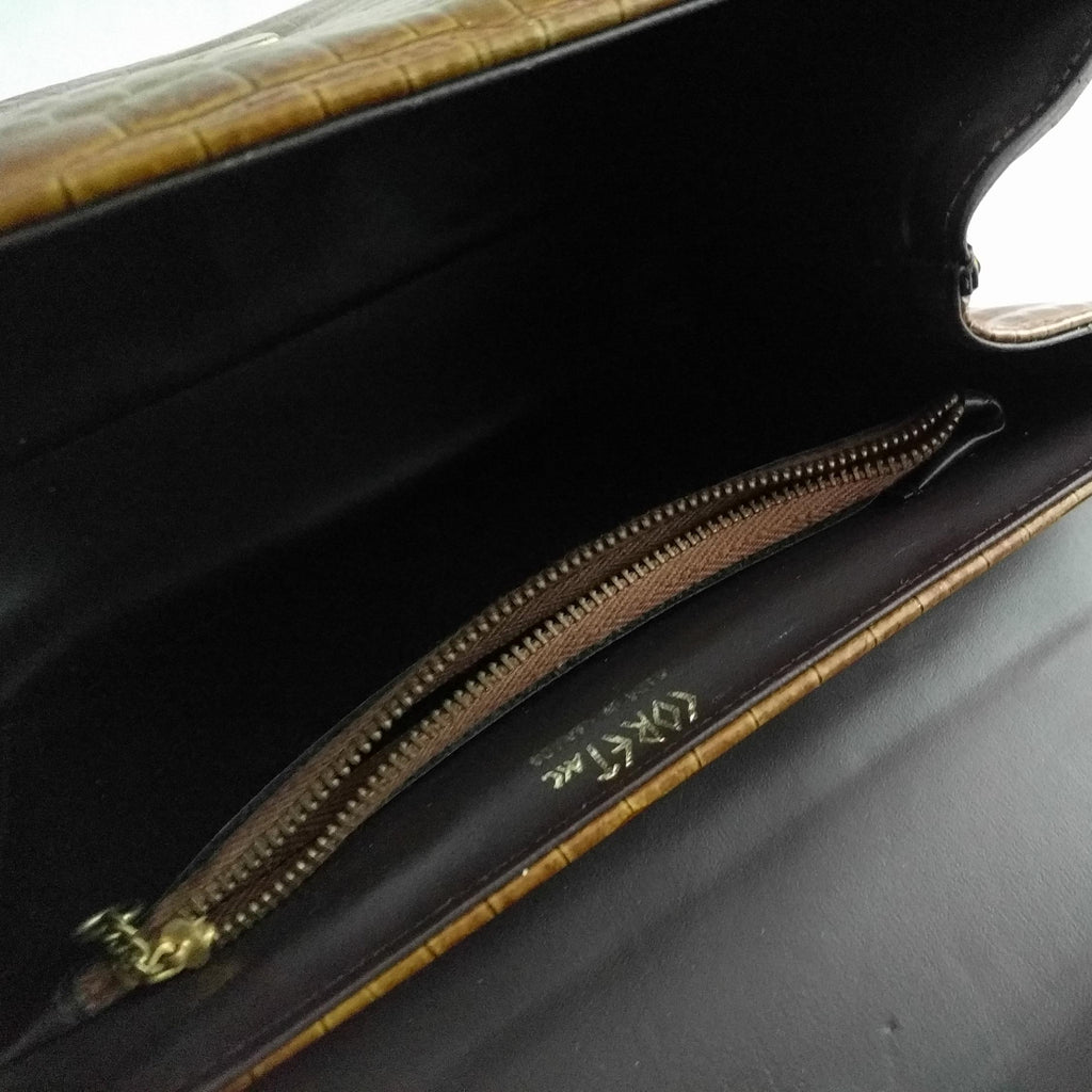 Vintage Coret Faux Croc Top Handle Bag – Rare 1950s/60s Purse, Made in Canada, Pristine Condition
