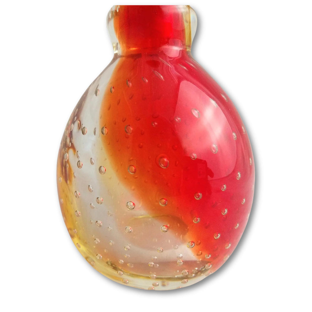 Rare red-accented Murano perfume bottle, vintage collector’s piece - Rare Murano glass perfume bottle