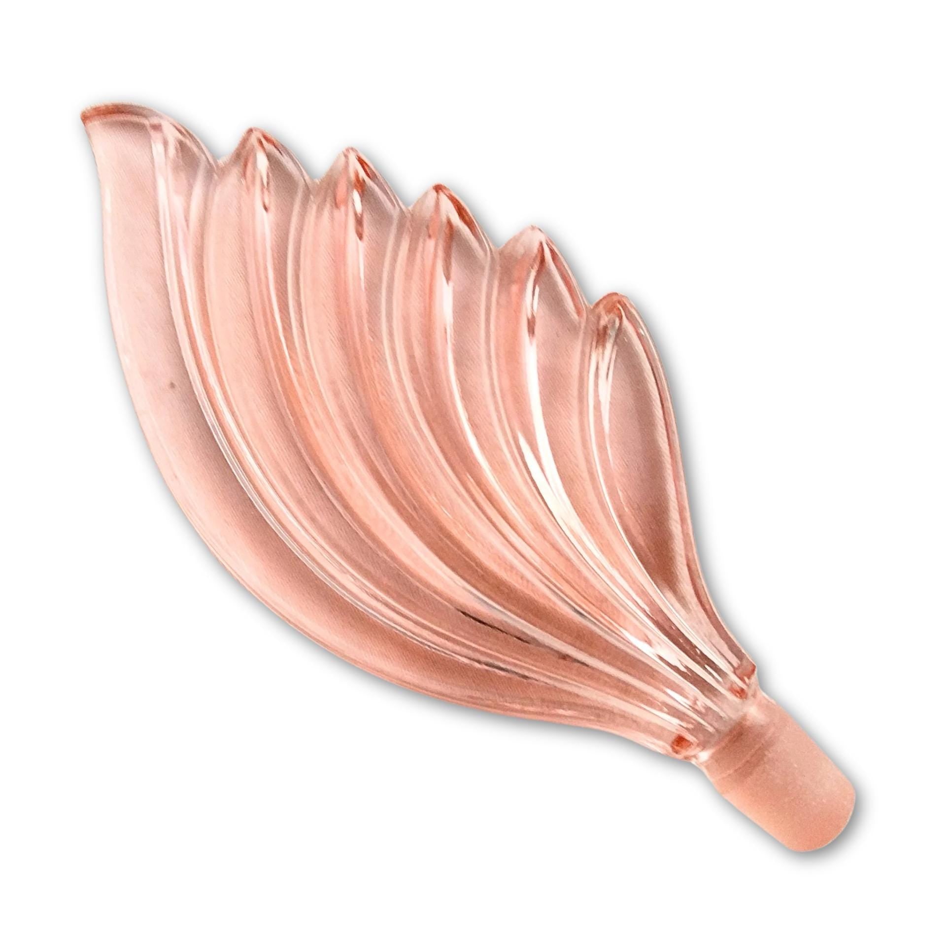 Collectible pink glass perfume bottle, feather stopper, rare 1960s design - Vintage pink glass perfume bottle