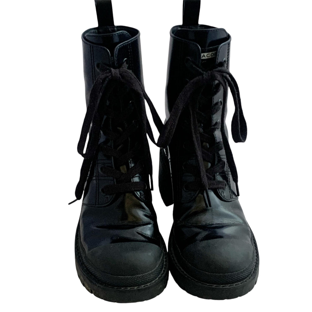 Stylish black leather combat boots, gently used, Marc Jacobs Bristol style