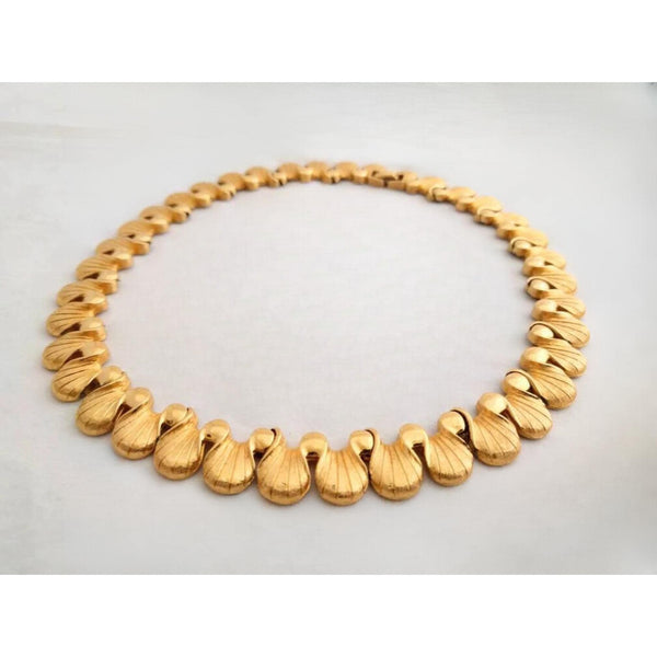 Vintage D&#39;Orlan scalloped necklace, 22K gold-plated, seashell design, 16-inch signed necklace