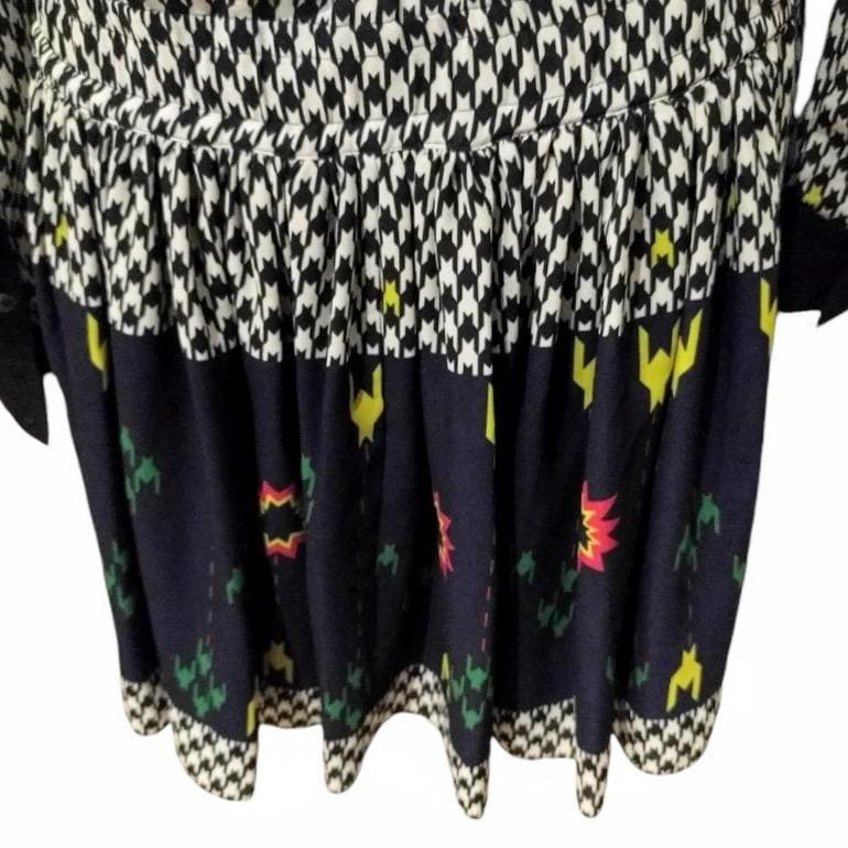Designer L.A.M.B. houndstooth dress with Peter Pan collar and drawstring waist