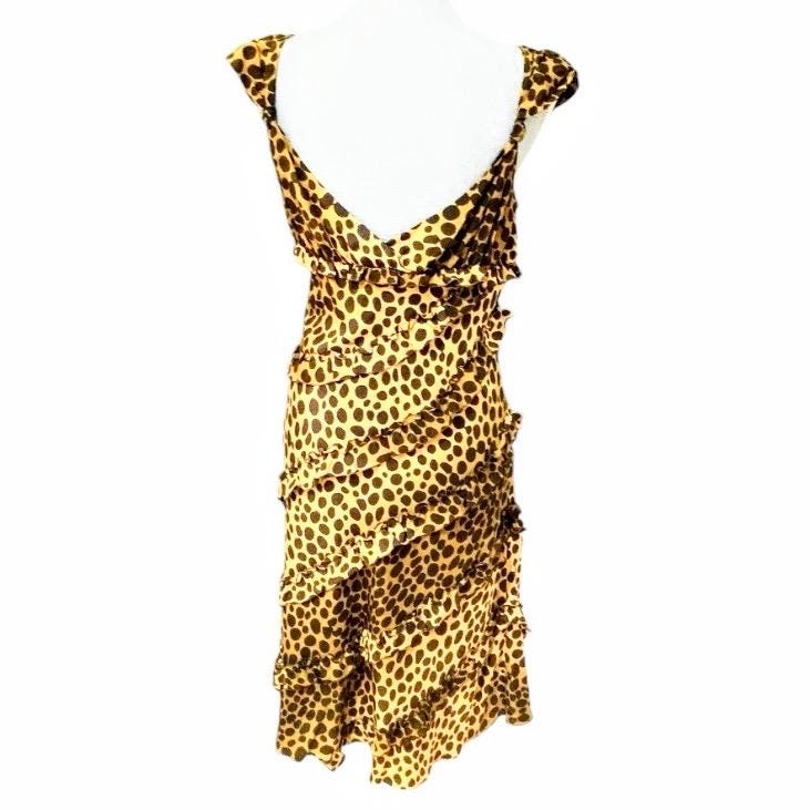 Designer Moschino leopard print silk dress, knee-length with scooped back