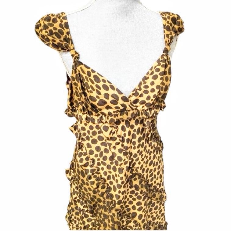 Luxury Moschino Cheap and Chic animal print dress in brown, black, and beige