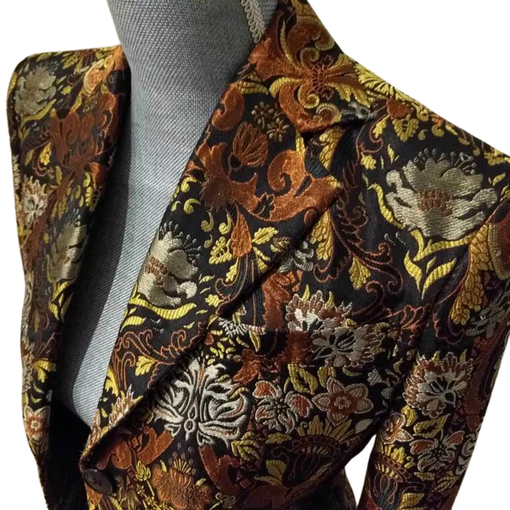 Richard Tyler Brocade Blazer – Rare Silk Gold Jacquard Blazer, Luxury Designer Blazer, Vintage Statement Piece