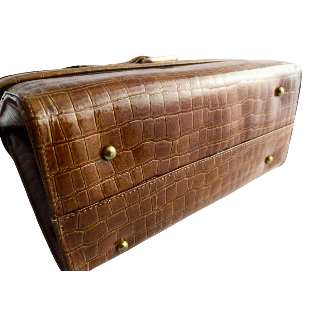 Vintage Coret Faux Croc Top Handle Bag – Rare 1950s/60s Purse, Made in Canada, Pristine Condition