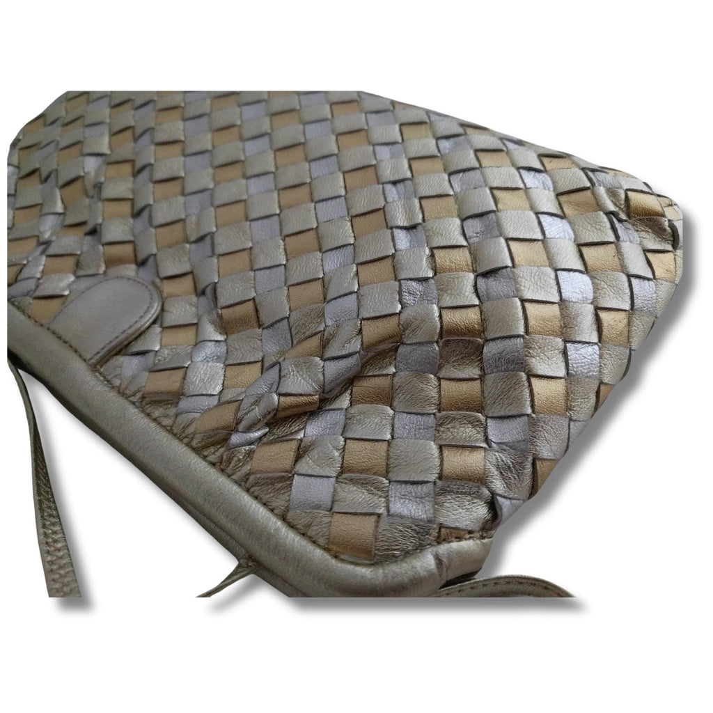 Morris Moskowitz vintage metallic crossbody bag, pop-open frame closure