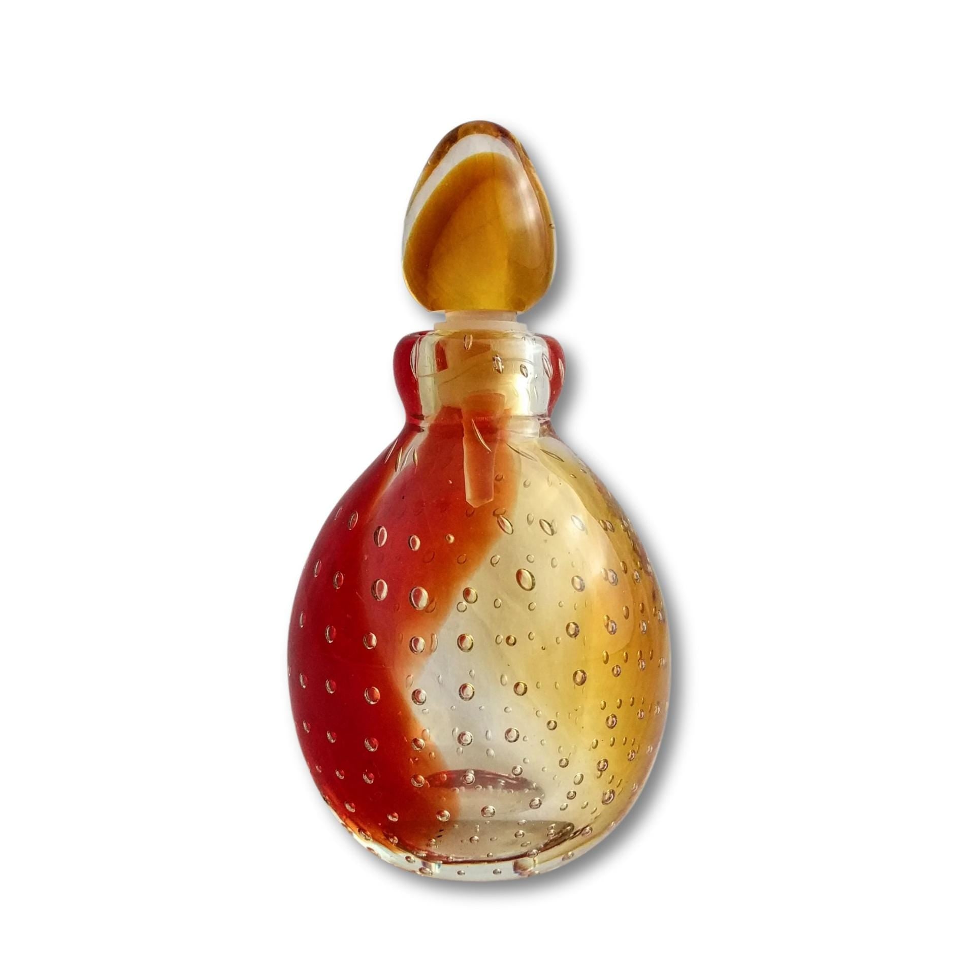 Murano glass perfume bottle, Italian handmade with air bubble design - Vintage Italian glass décor