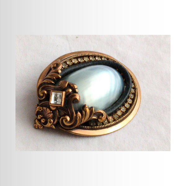 Ermani Bulatti brooch vintage pearl brooch Ermani Bulatti designer brooch with pearl rare brooch collectible