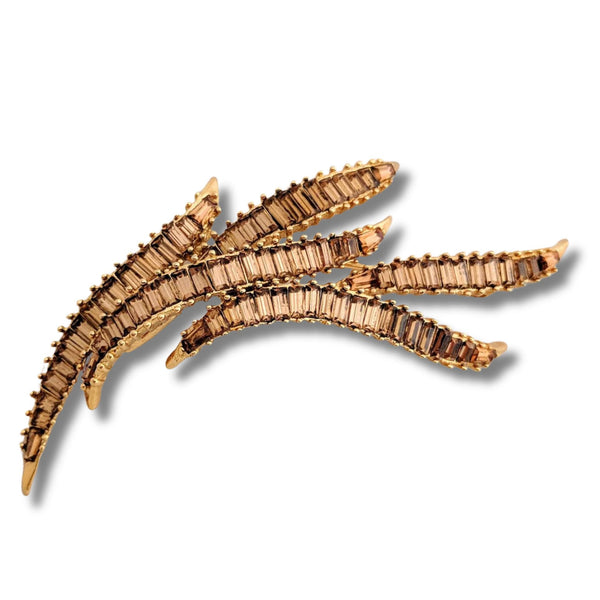 Marcel Boucher Art Deco brooch, 9331P, rhodium-plated with baguette crystals - Gold-tone Art Deco style brooch