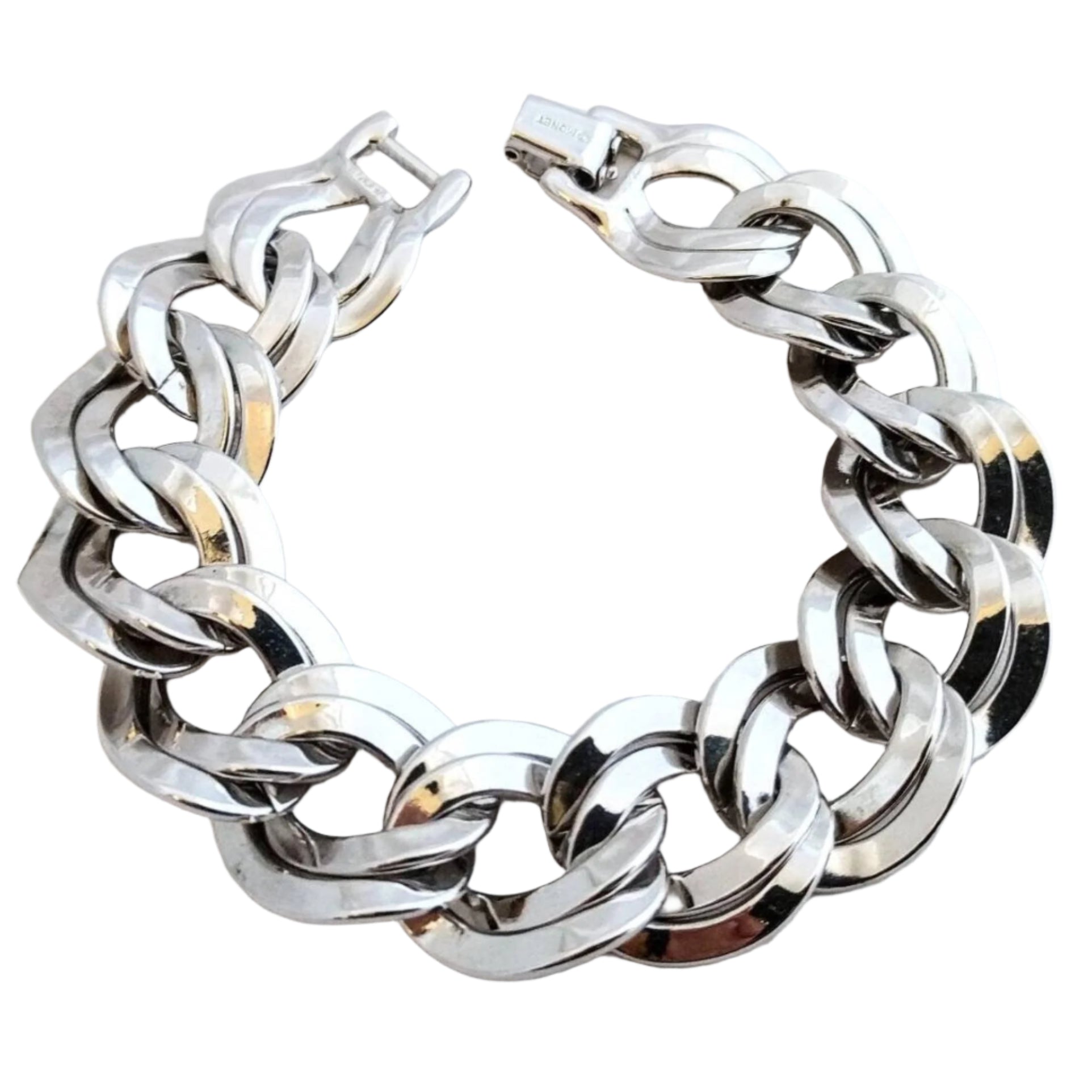 Vintage MONET double link chain bracelet, 7.5 inches long, oversized interlocking links, signed MONET